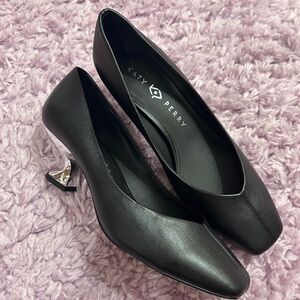 Katy Perry Laterr Pump Heels Black Silver‎ 9 Faux Leather